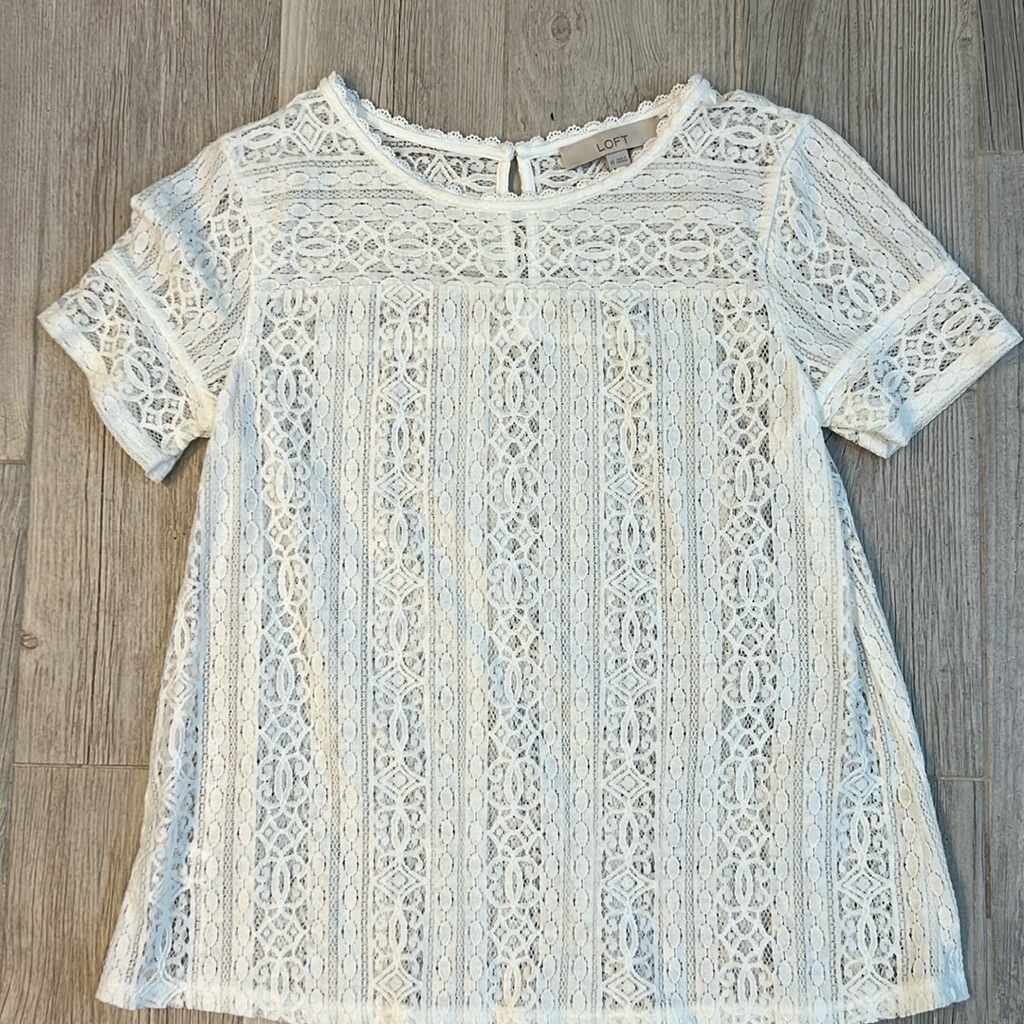 Ann Taylor Loft, Xs, Short Sleeve Lace Shirt
